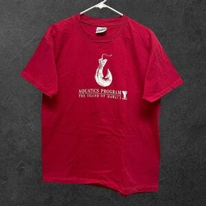 Vintage 90s YMCA Hawaii Aquatics Program Sailing Instructor Red T-Shirt // L